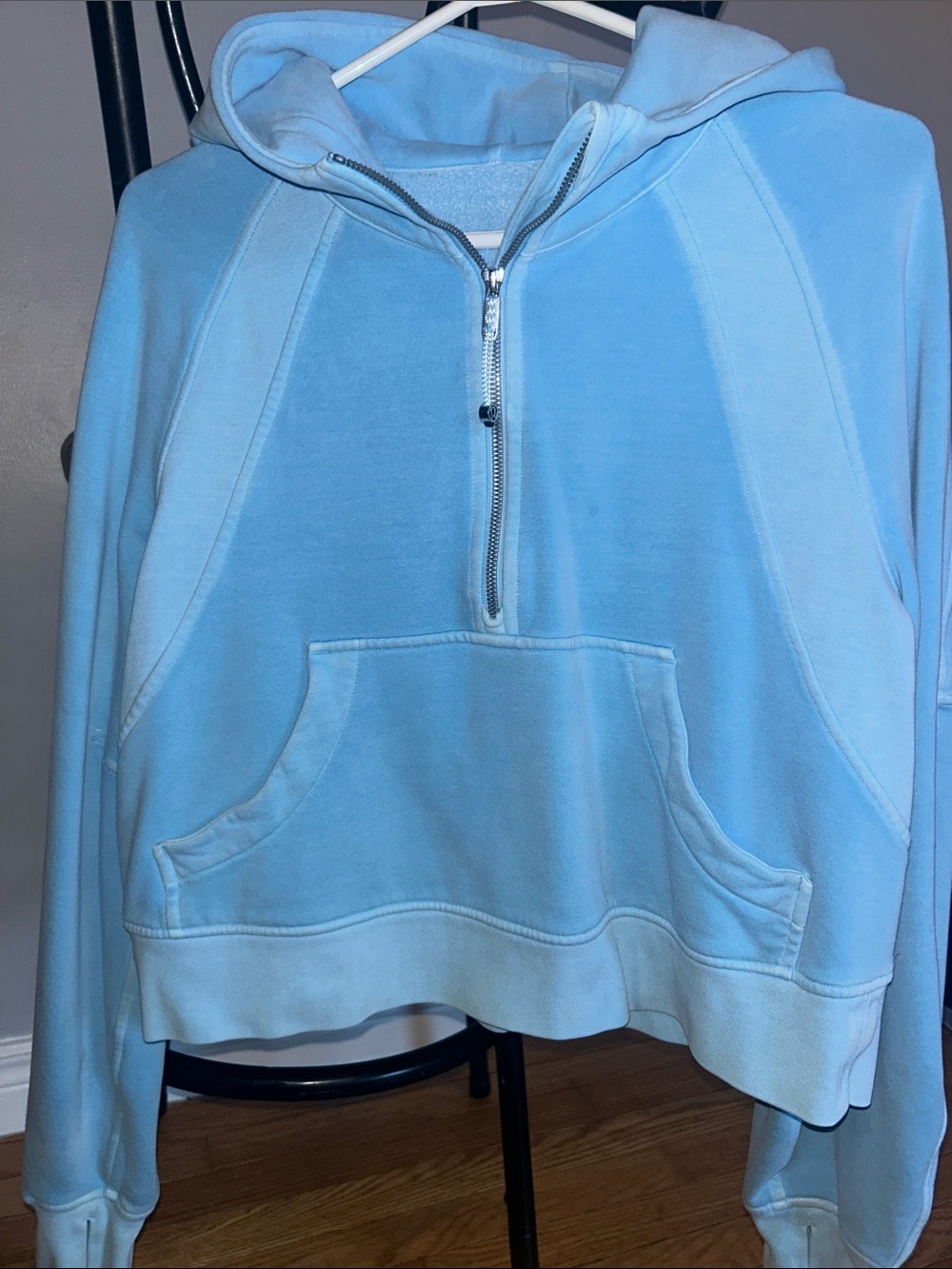 lululemon athletica Light Blue Half-Zip Hoodie Sweatshirt